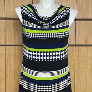 Tahari Black and Blue Striped Blouse